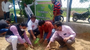 Volunteers participating in a Plantation and Environmental Awareness Camp organized by KalingaBharati Foundation